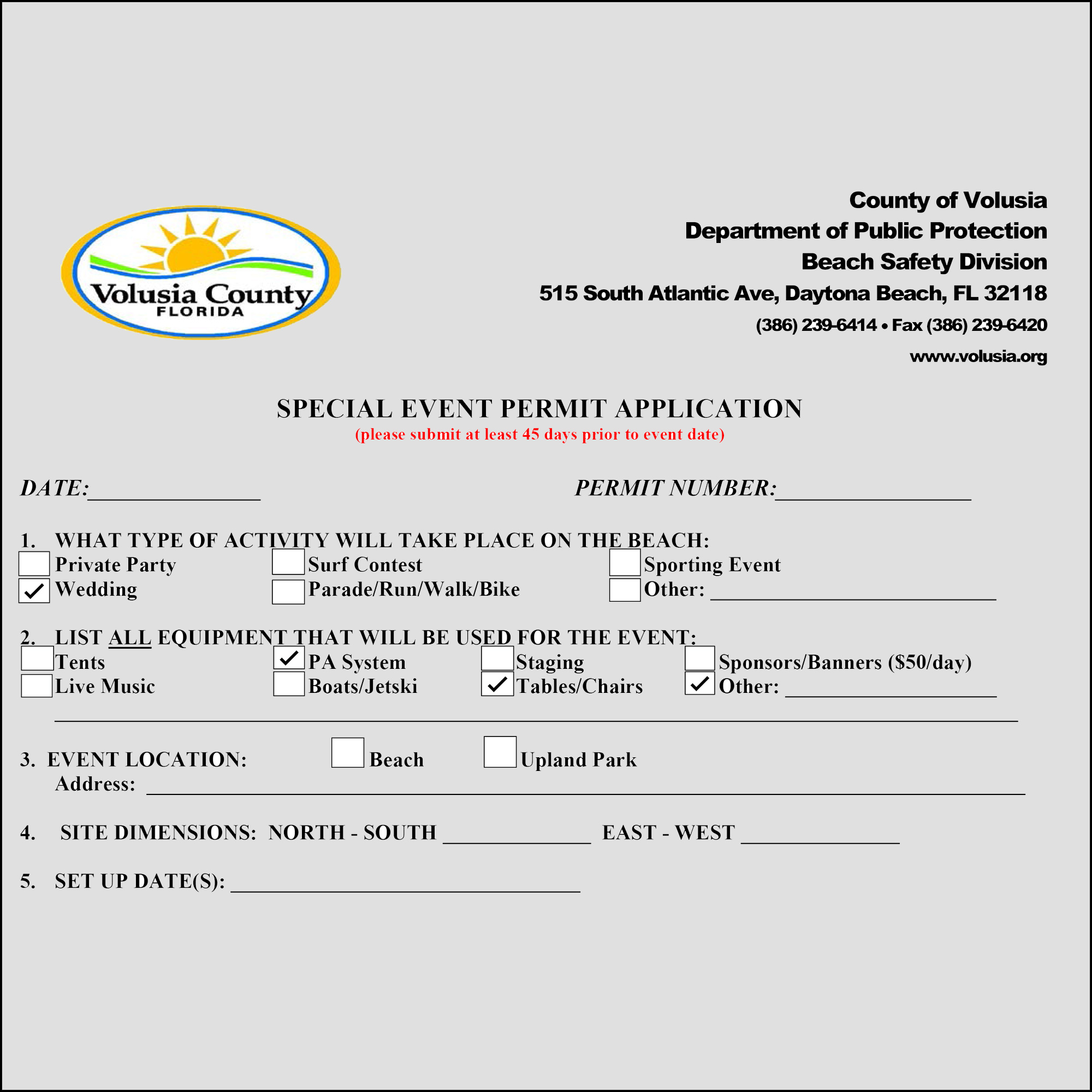 Volusia County Permit Over 50 Beach And Destination Wedding